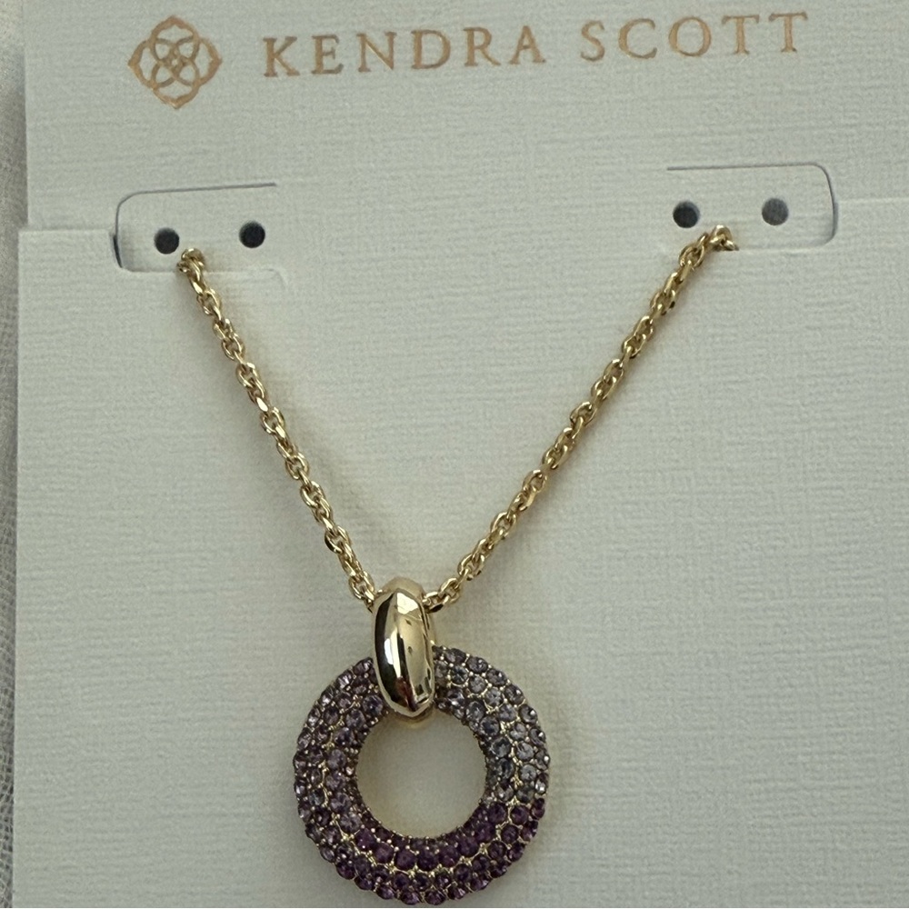 NWT Kendra Scott Mikki Pave 14K Pendant Necklace